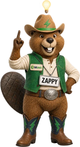 Zappy the Voltcheckr beaver with a bright idea
